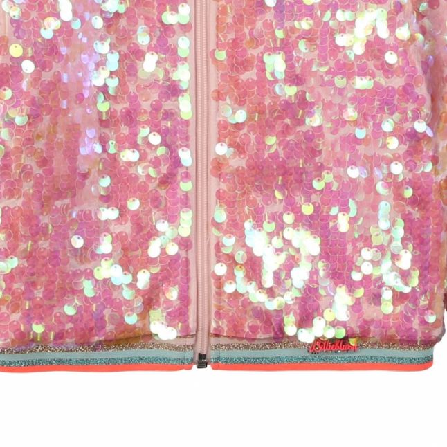 Girls Pink Sequin Bomber Jacket