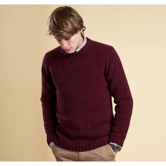 Heritage Mens Merlot Mix Barnard Cable Crew Jumper