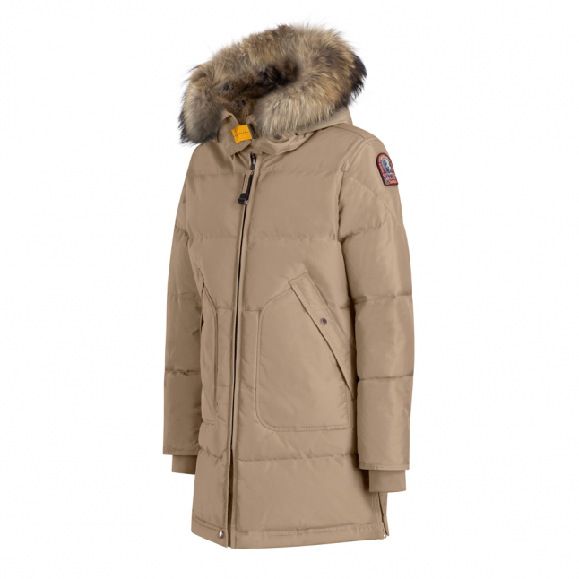 Girls Cappuccino Long Bear Fur Hooded Coat