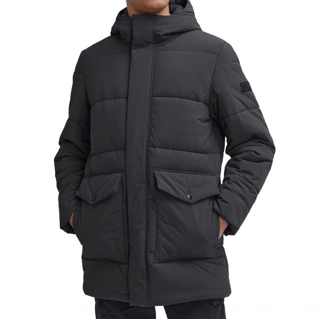 Mens Black Sutley Quilted Hood Coat