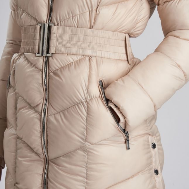 Barbour International Womens Oyster Highpoint Hooded Quilted Coat