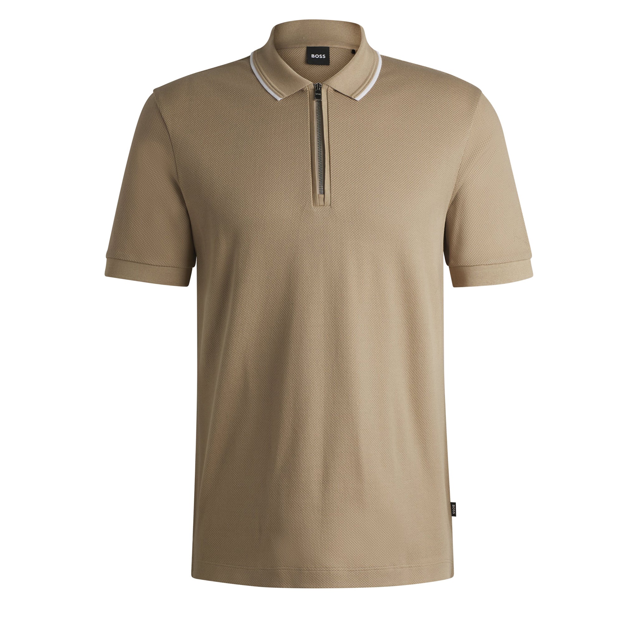 Mens BOSS Light Beige H-Paras Zip S/s Polo Shirt