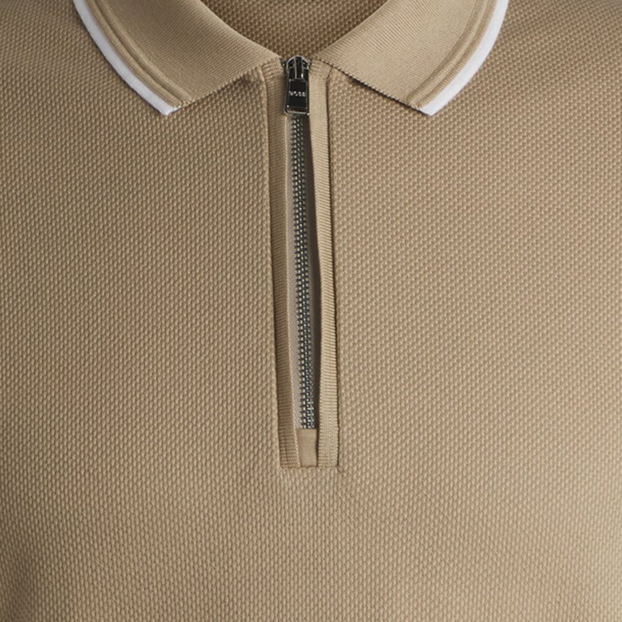 Mens BOSS Light Beige H-Paras Zip S/s Polo Shirt