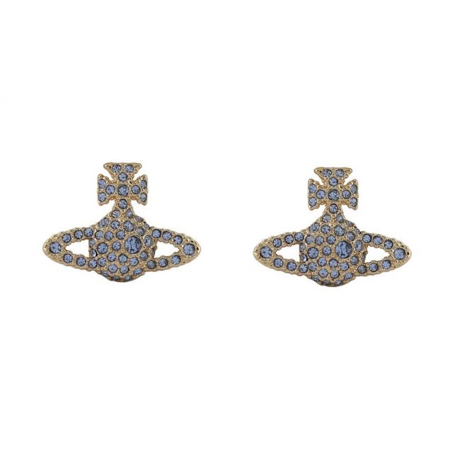 Womens Gold/Light Sapphire Grace Bas Relief Stud Earrings