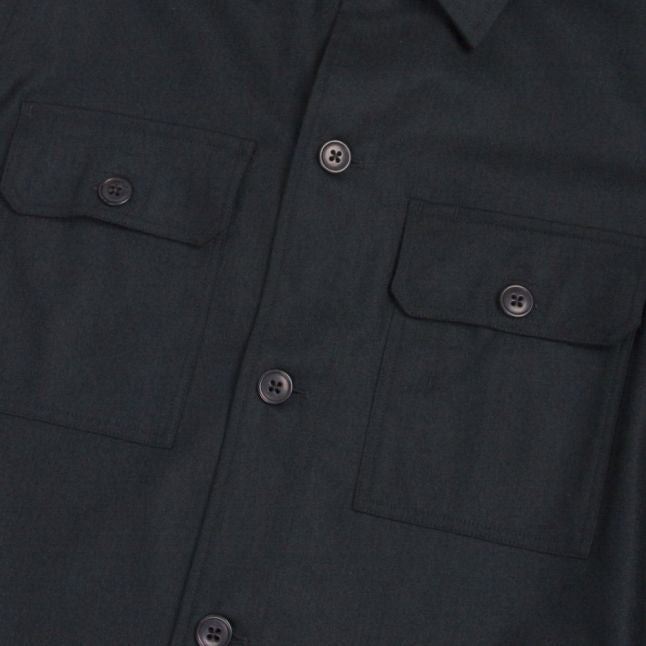 Mens Darkest Green Wool Pocket Overshirt