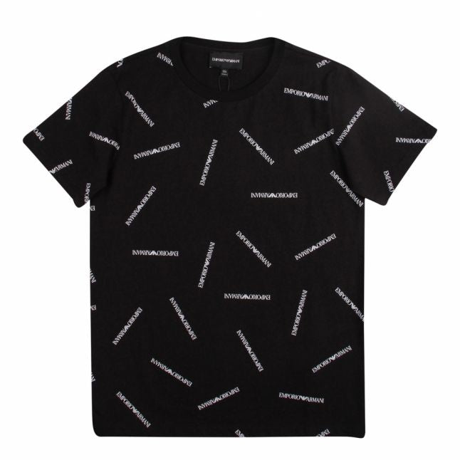 Boys Black Logo Print S/s T Shirt