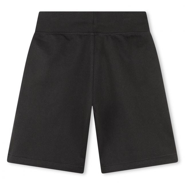 Boys Black Branded Leg Sweat Shorts