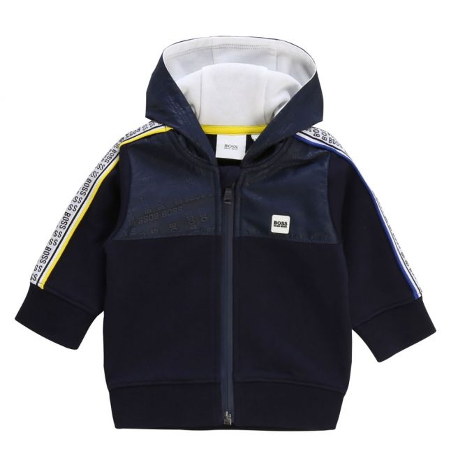 Toddler Navy Multi Logo Trim Hooded Zip Through Sweat Top