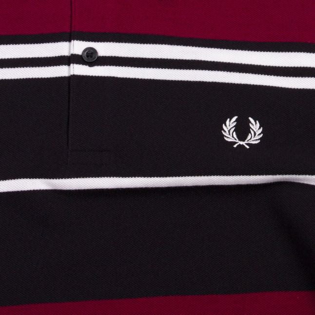 Mens Black/Red Block Stripe S/s Polo Shirt