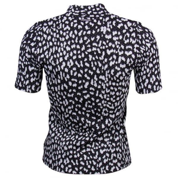 Womens Black Lurex Animal Print Top