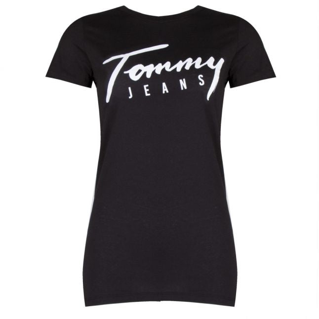 Womens Tommy Black Script S/s T Shirt