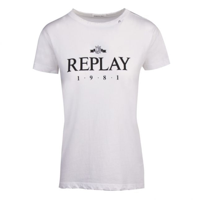 Womens White Branded Casual S/s T Shirt