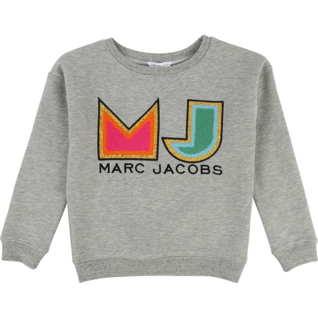 Girls Grey Embroidered Logo Crew Neck Sweat Top