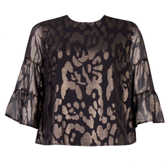 Womens Black Vileonara Tonal Print Blouse