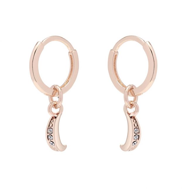 Womens Rose Gold/Crystal Marlaan Crescent Moon Huggie Earrings