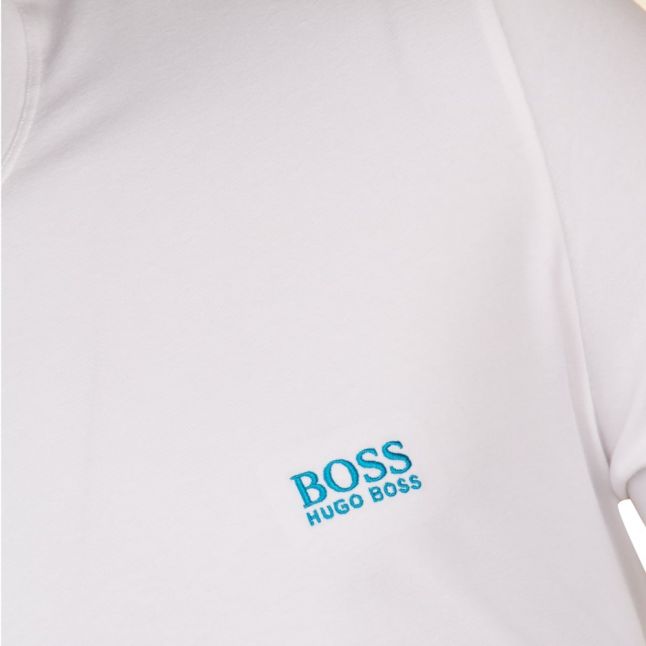 Boss Mens White & Blue Embroidered Logo Lounge S/s Tee Shirt