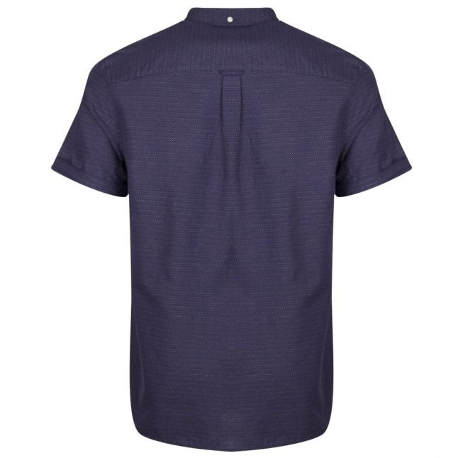 Mens Navy Multi Stitch S/s Shirt