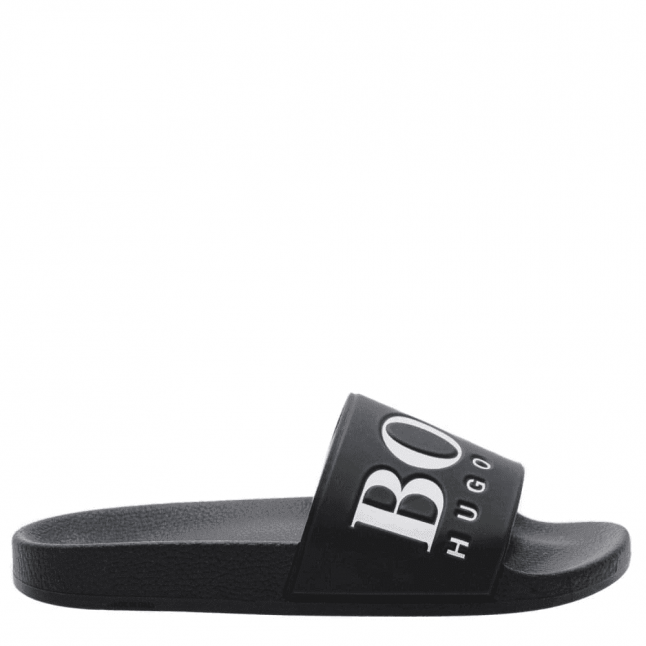 Mens Black Solar Slide Logo Slides