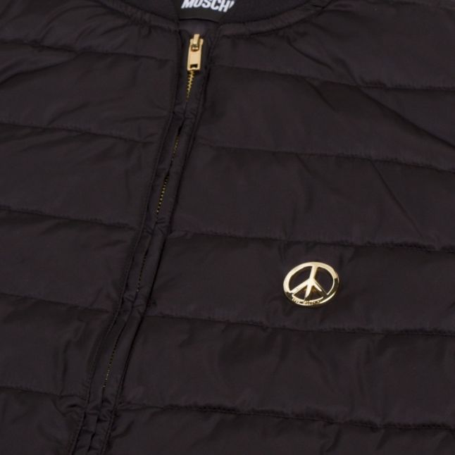 Mens Black Peace Badge Gilet