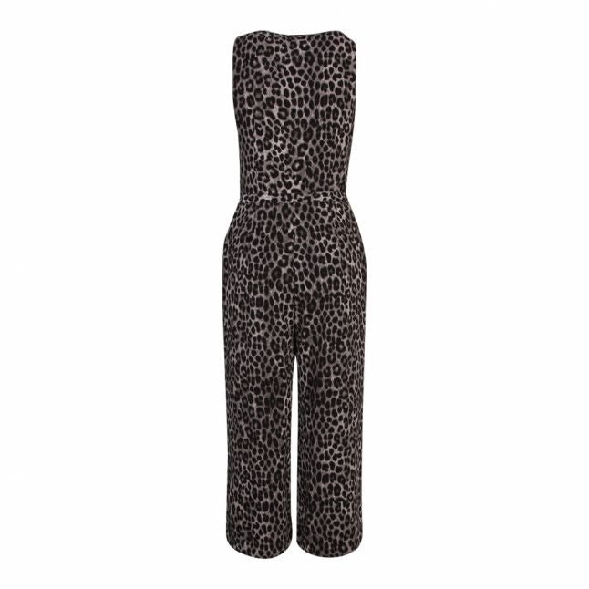 Womens Gunmetal Cheetah Drawstring Jumpsuit