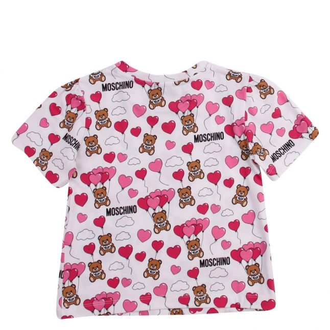 Girls White/Pink Toy Balloon Print S/s T Shirt