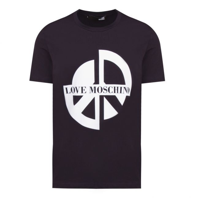 Mens Blue Half Peace Logo Slim Fit S/s T Shirt