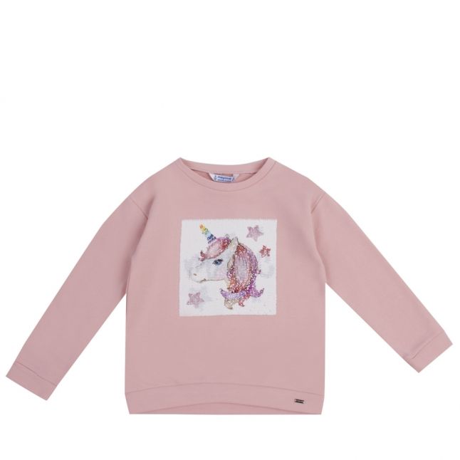 Girls Crystal Pink Magic Unicorn Sequin Sweat Top