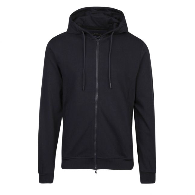 Mens Navy Branded Hooded Zip Sweat Top