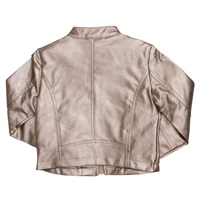 Girls Champagne Metallic PU Jacket