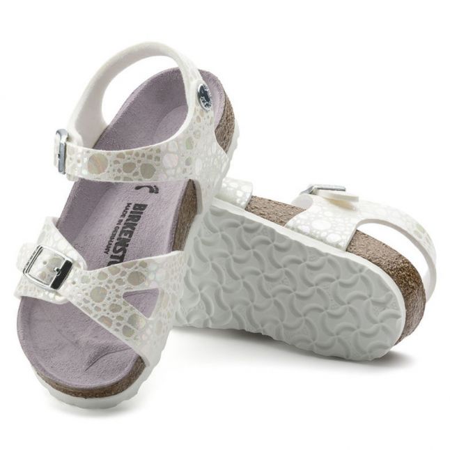 Girls Metallic Stones White Rio Kids Sandals (24-32)