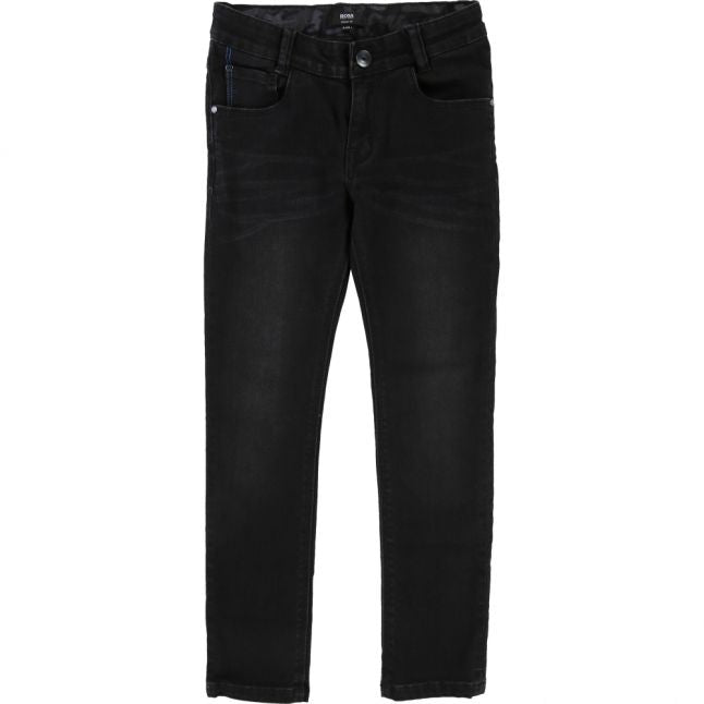 Boys Black Branded Slim Fit Jeans