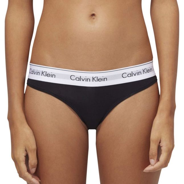 Womens Black Modern Cotton Classic Thong