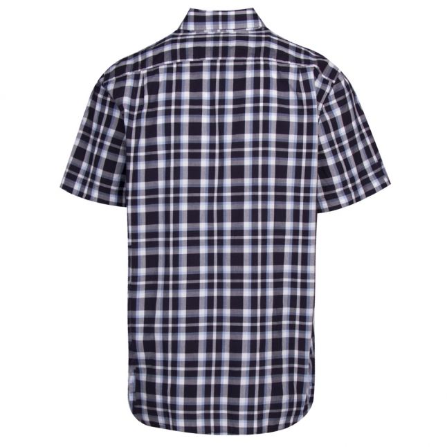 Mens Navy/Blue Multi Check Regular Fit S/s Shirt