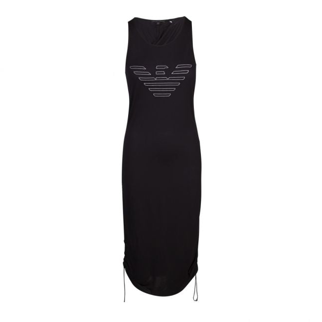 Black Branded Jersey Midi Dress