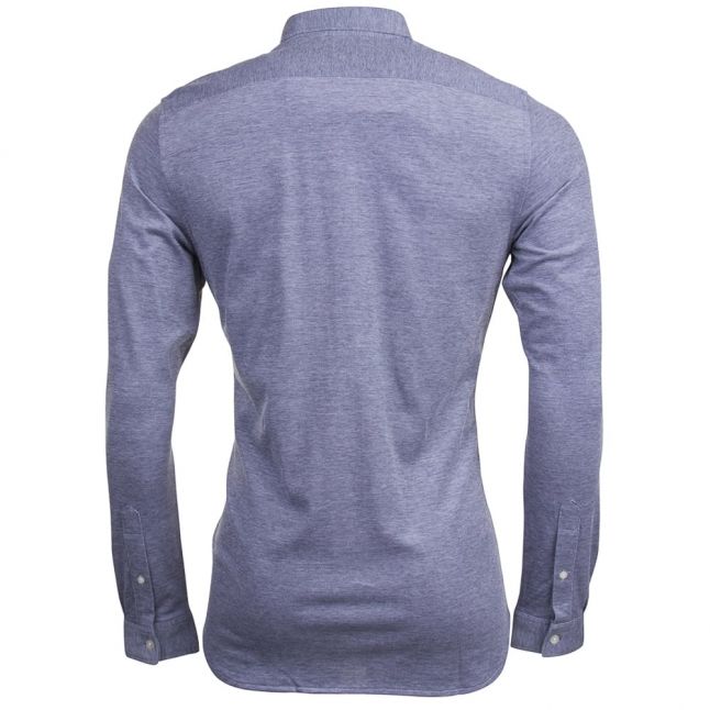 Mens Navy & White L/s Casual Shirt