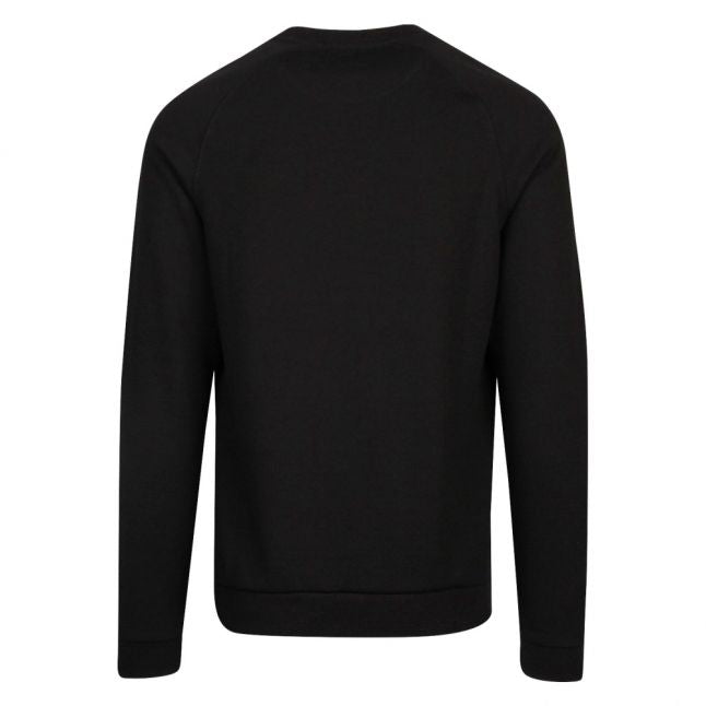 Mens Black Pied Rib Front Crew Sweat Top