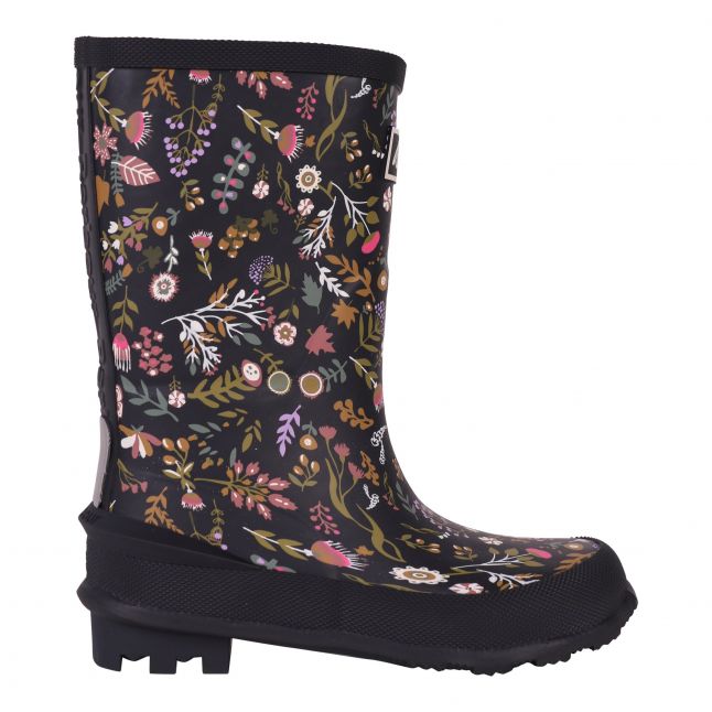 Girls Navy Floral Shield Wellies