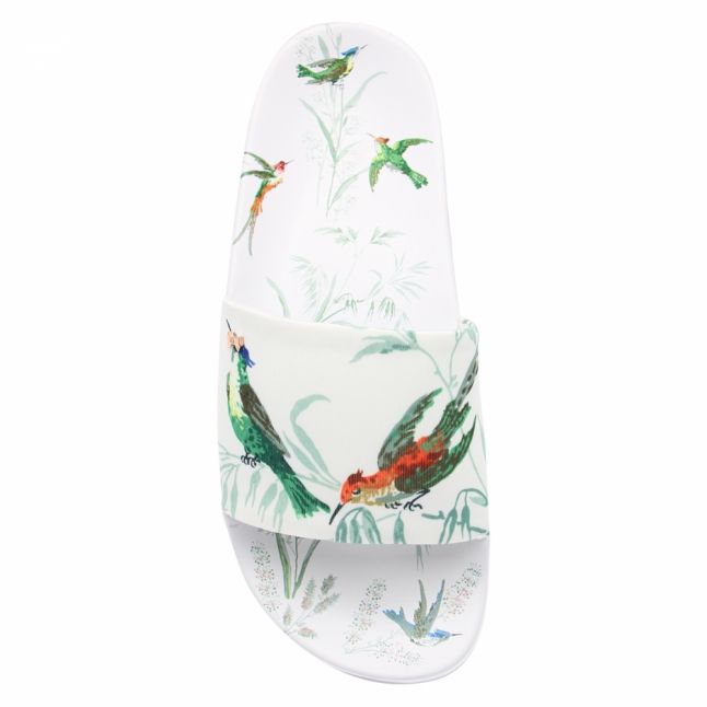 Womens White Fortune Avelini Printed Slides