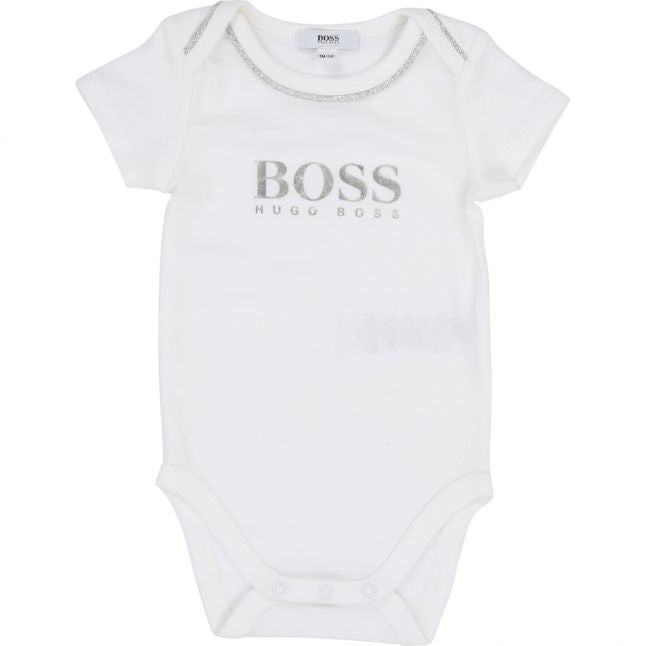 Baby Pale Pink/White Branded 2 Pack Bodysuits