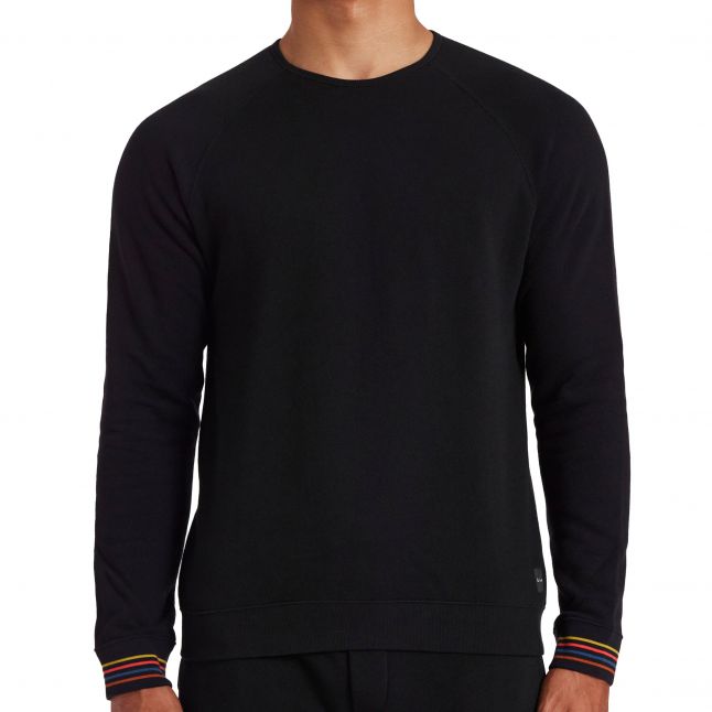 Mens Black Artist Rib Lounge L/s Top