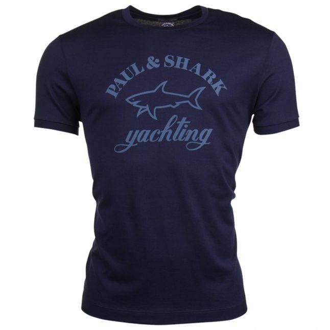 Paul & Shark Mens Navy Tonal Logo Shark Fit S/s T Shirt