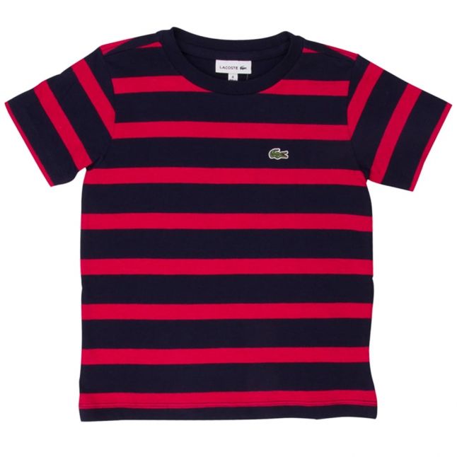 Boys Navy & Ladybird Stripe S/s T Shirt