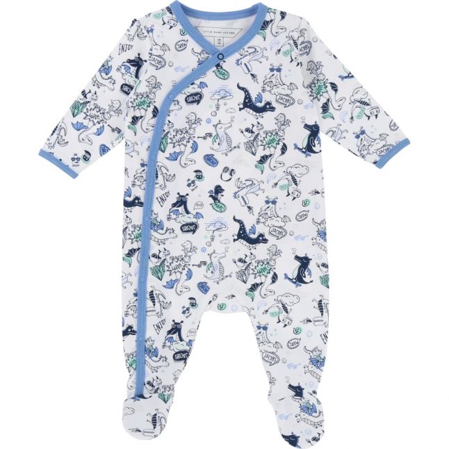 Baby White & Blue Dragon Babygrow