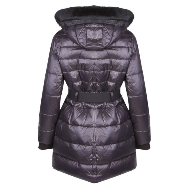 Womens Black Valerie Belted Down Hooded Coat