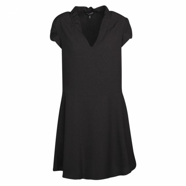 Womens Black Ruffle Trim Dress