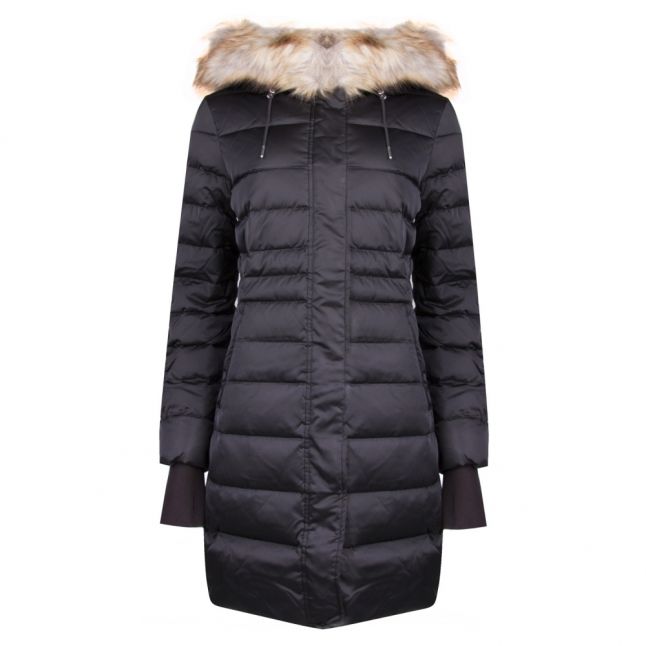 Womens Black Down Long Hooded Parka