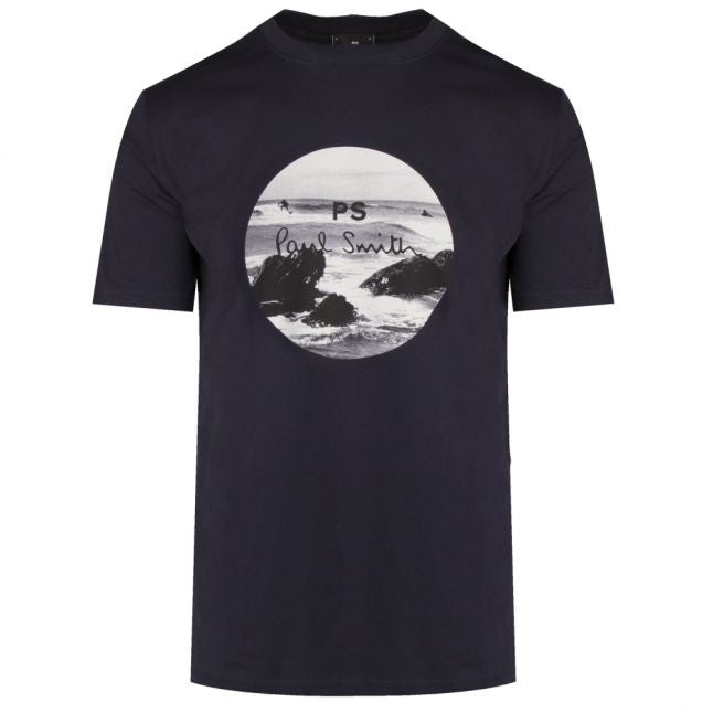 Mens Navy Circle Surf Regular Fit S/s T Shirt