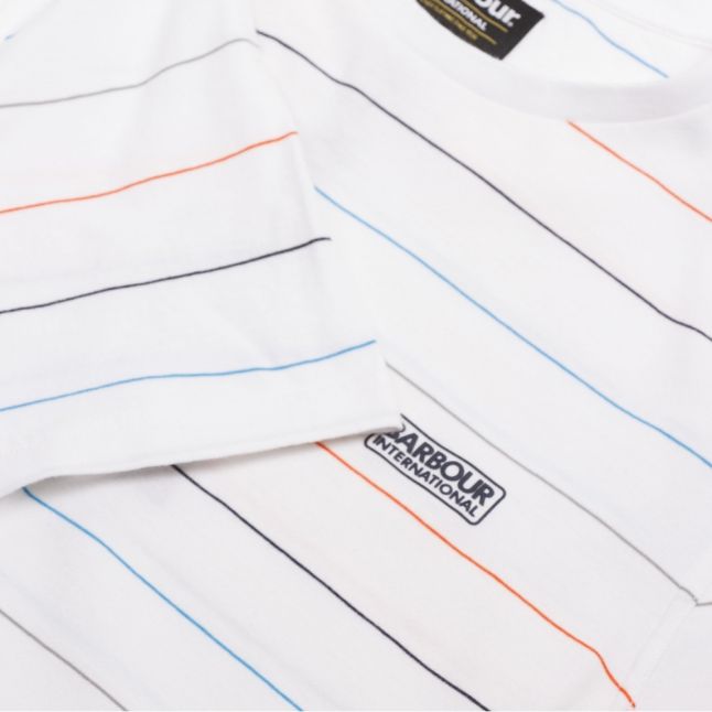 Mens White Disc Stripe S/s T Shirt