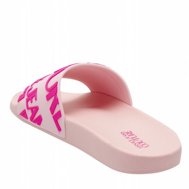 Womens Pink Branded Logo Slides