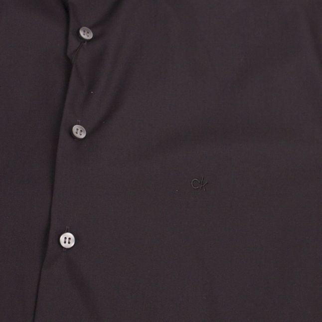 Mens Black Poplin Stretch Slim Fit S/s Shirt